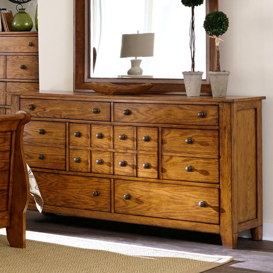Grandpas Cabin - 7 Drawer Dresser - Light Brown Dressers by Liberty Furniture - Walls Furniture & Mattress
