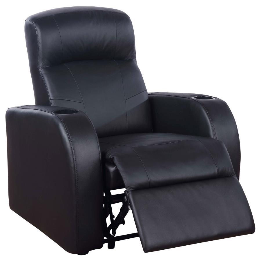 Cyrus - Upholstered Track Arm Recliner - Black Reclining Chairs by CoasterEssence - Walls Furniture & Mattress