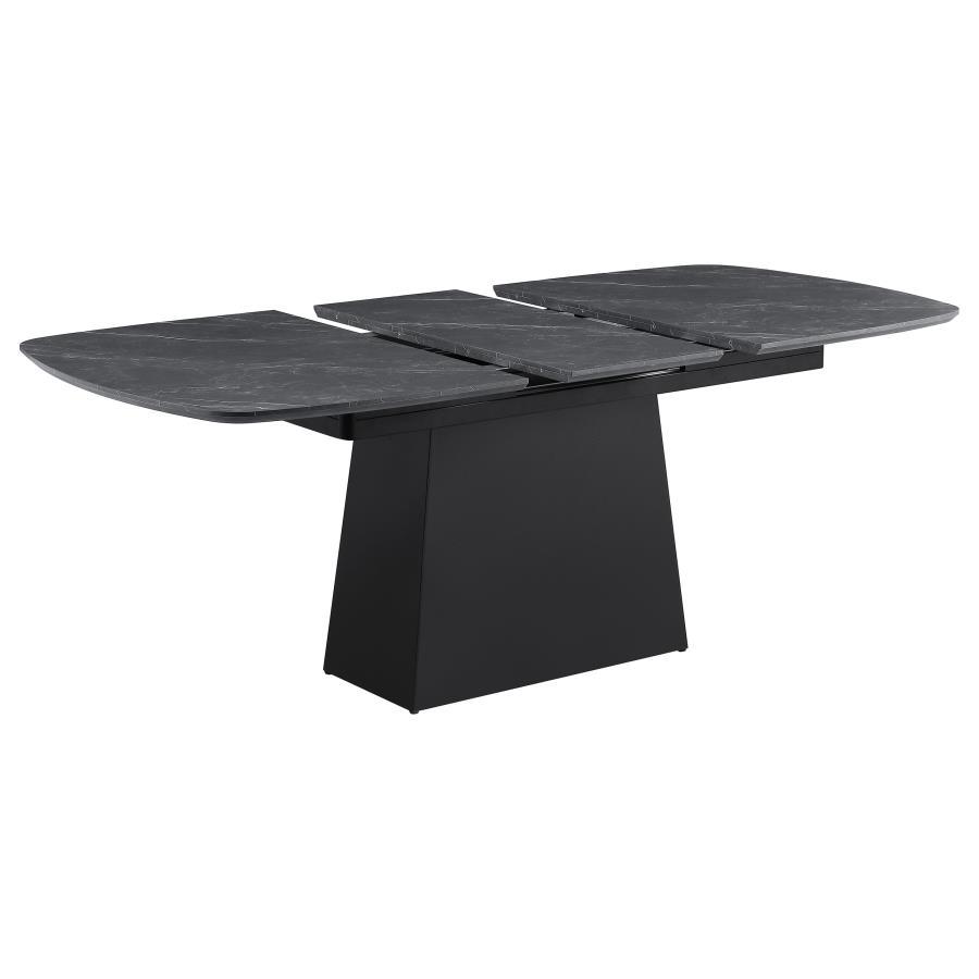 Potero - Faux Marble Extension Leaf Dining Table - Black Dining Tables with Extensions by Coaster Fine Furniture - Walls Furniture & Mattress