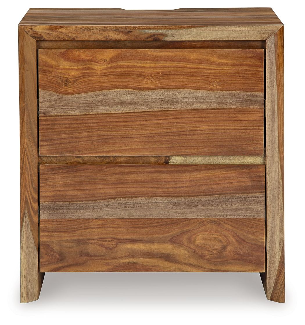 Dressonni - Two Drawer Night Stand - Brown Nightstands w/ Charging Stations by Signature Design by Ashley® - Walls Furniture & Mattress