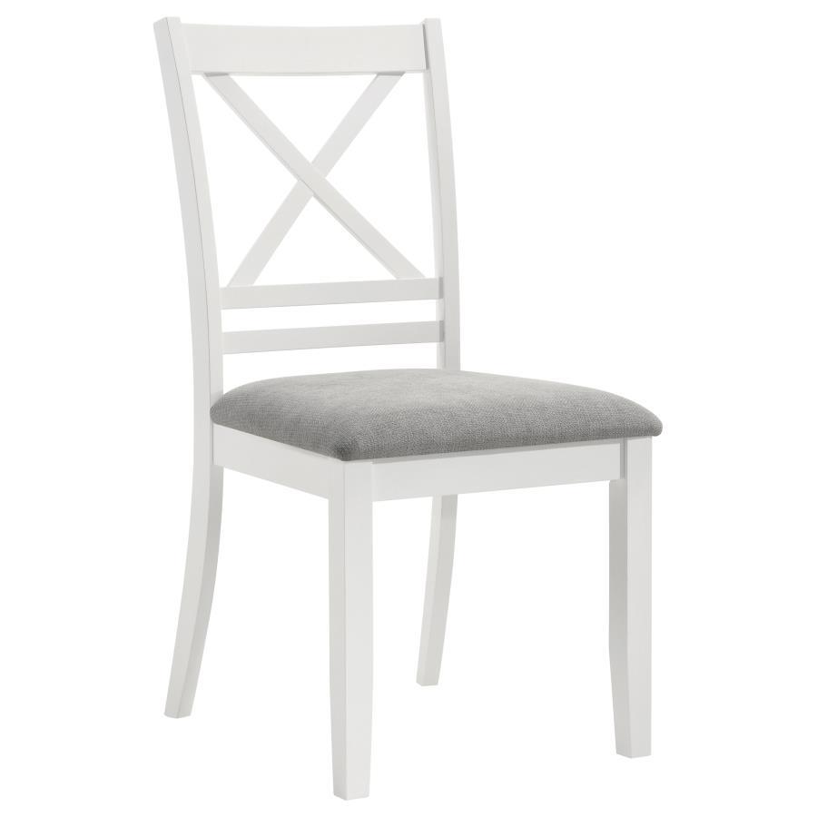Hollis - Cross Back Wood Dining Side Chair (Set of 2) - White Chair Sets by Coaster Fine Furniture - Walls Furniture & Mattress