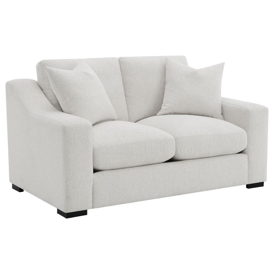 Ashlyn - Fabric Upholstered Track Arm Loveseat - Sand Stationary Loveseats by Coaster Fine Furniture - Walls Furniture & Mattress