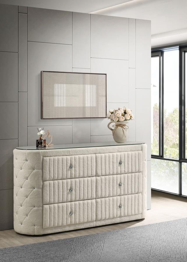 Sonya - 6 - Drawer Upholstered Bedroom Dresser Dressers by Coaster Fine Furniture - Walls Furniture & Mattress