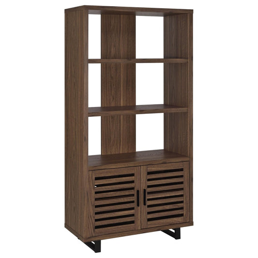 Maddox - 3 - Shelf Cabinet Bookcase - Walnut Standard Bookcases by CoasterEveryday - Walls Furniture & Mattress