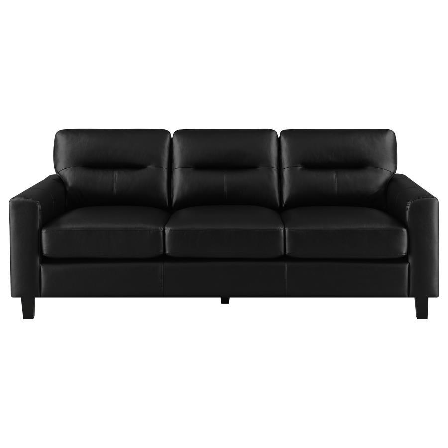 Scotland - Faux Leather Upholstered Track Arm Sofa Stationary Sofas by Coaster Fine Furniture - Walls Furniture & Mattress