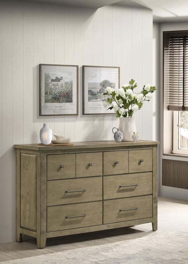 Hazlewood - 6 - Drawer Bedroom Dresser Cabinet - Vineyard Oak Dressers by Coaster Fine Furniture - Walls Furniture & Mattress