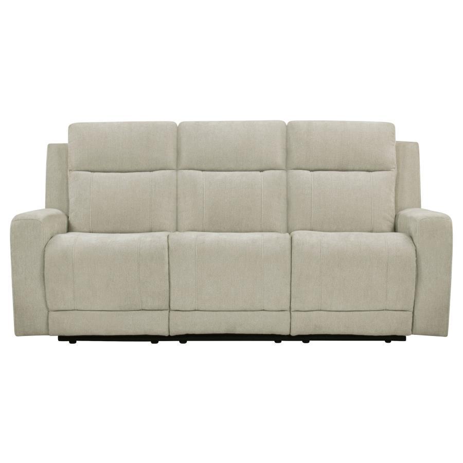 Kennett - Chenille Upholstered Power Reclining Sofa - Ivory Reclining Sofas by Coaster Fine Furniture - Walls Furniture & Mattress