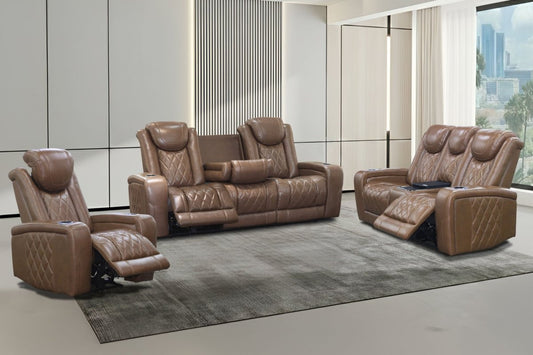 Dorian - Reclining Leather Sofa With Power Headrest And Footrest - Brown Reclining Sofas by New Classic - Walls Furniture & Mattress