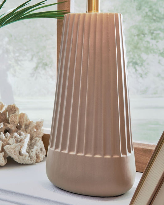 Dellner - Ceramic Table Lamp - Mocha Table Lamps by Signature Design by Ashley® - Walls Furniture & Mattress