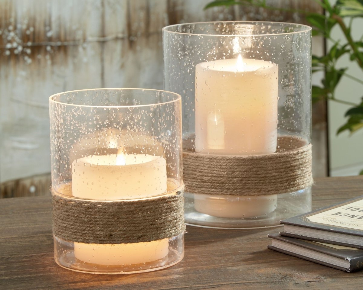 Eudocia - Candle Holder Set (Set of 2) - Clear Candles & Holders by Signature Design by Ashley® - Walls Furniture & Mattress