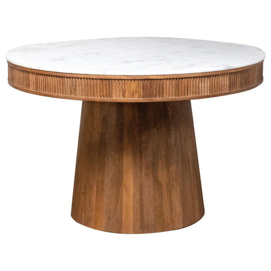 Ortega - Round Marble Top Wood Dining Table - Natural Dining Tables by CoasterElevations - Walls Furniture & Mattress