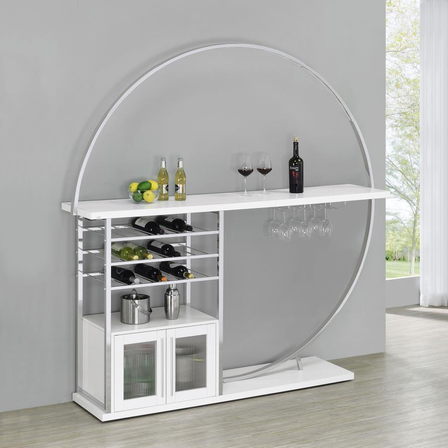 Risley - 2 - Door Circular LED Home Bar With Wine Storage Home Bars by Coaster Fine Furniture - Walls Furniture & Mattress