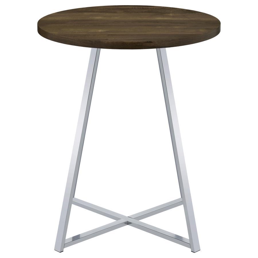 Burkhart - Round Pub Height Bistro Bar Table - Brown Oak Bar Tables by CoasterEveryday - Walls Furniture & Mattress