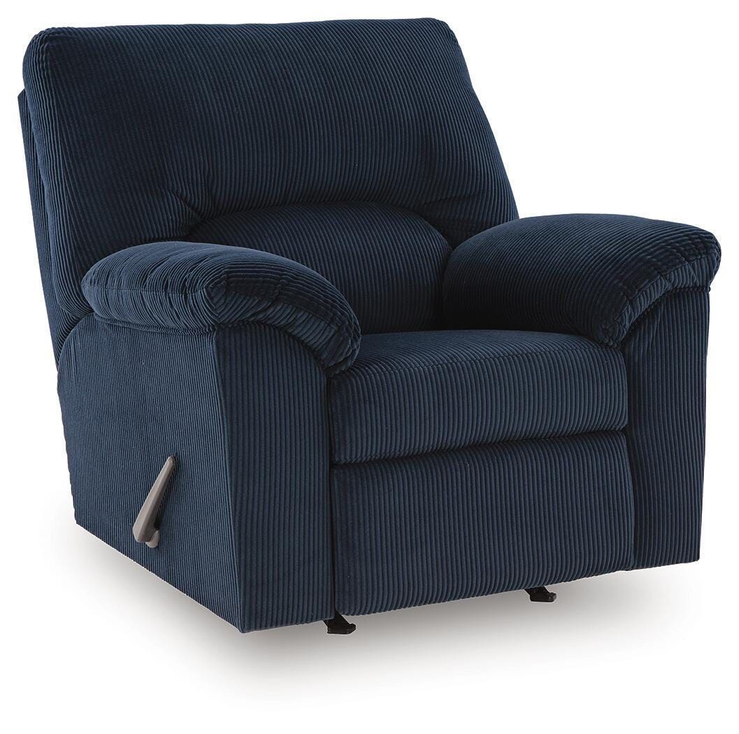 SimpleJoy - Rocker Recliner - Navy - Fabric Rocker Chairs by Signature Design by Ashley® - Walls Furniture & Mattress