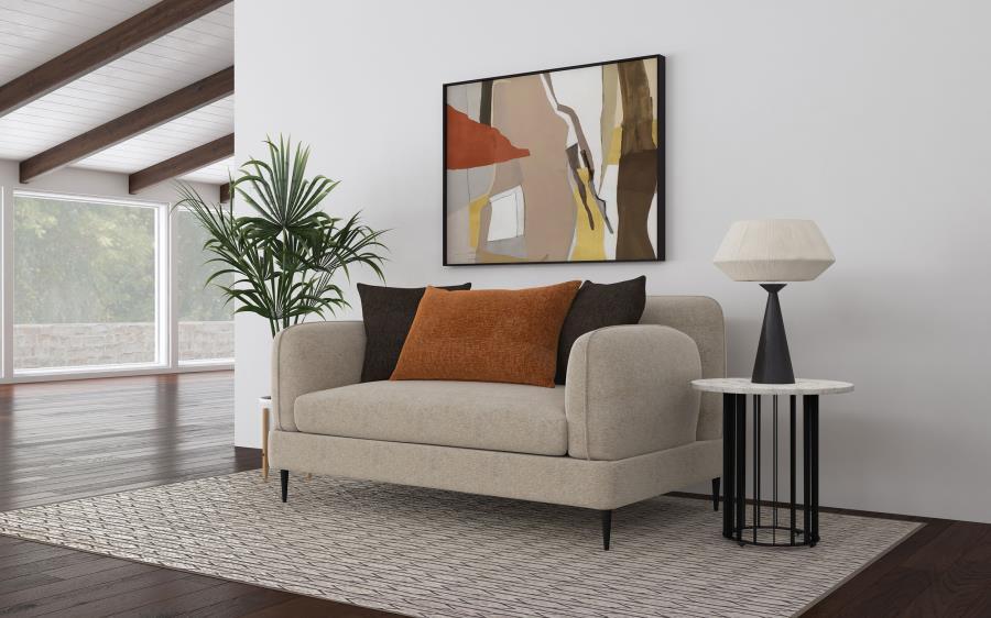 Jade - Chenille Upholstered Modern Track Arm Loveseat Stationary Loveseats by Coaster Fine Furniture - Walls Furniture & Mattress