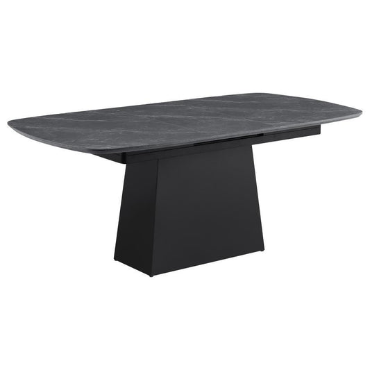 Potero - Faux Marble Extension Leaf Dining Table - Black Dining Tables with Extensions by Coaster Fine Furniture - Walls Furniture & Mattress