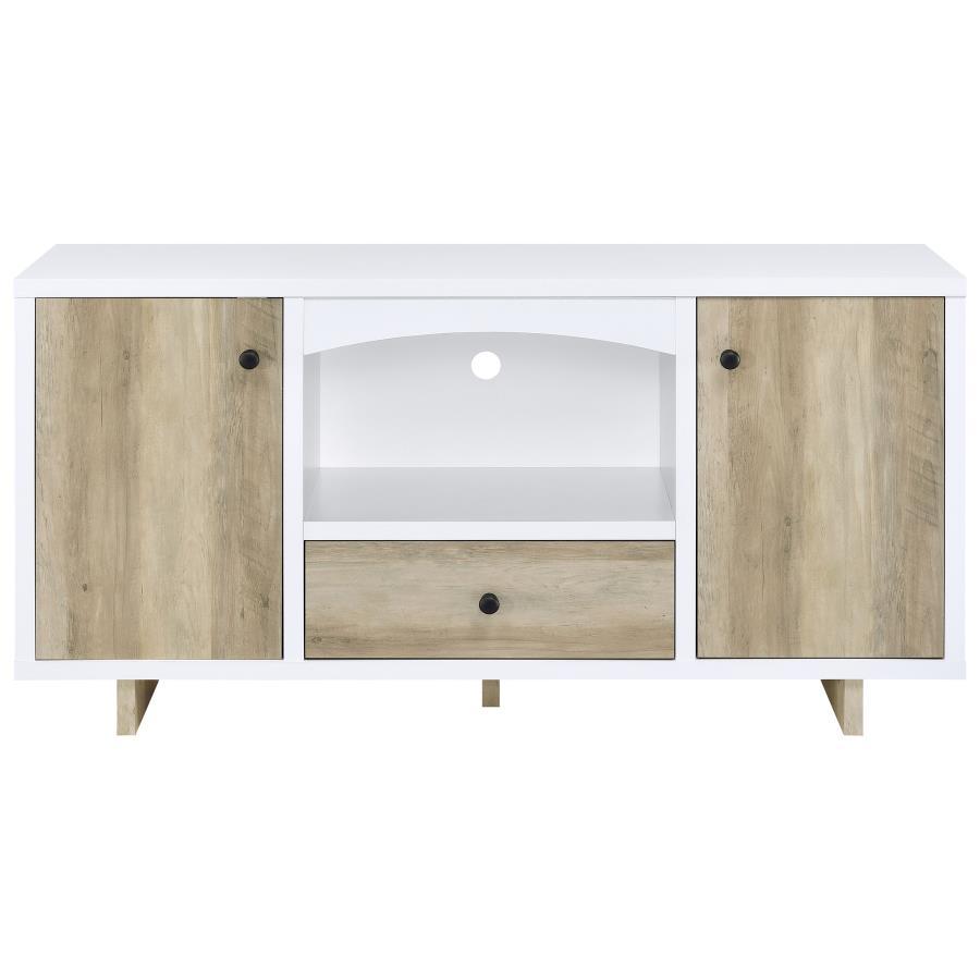 Dalton - 2 Door Storage Credenza - White And Distressed Pine Credenzas by CoasterEveryday - Walls Furniture & Mattress