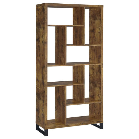 Delwin - 6 - Shelf Bookshelf - Rustic Nutmeg Standard Bookcases by CoasterEveryday - Walls Furniture & Mattress