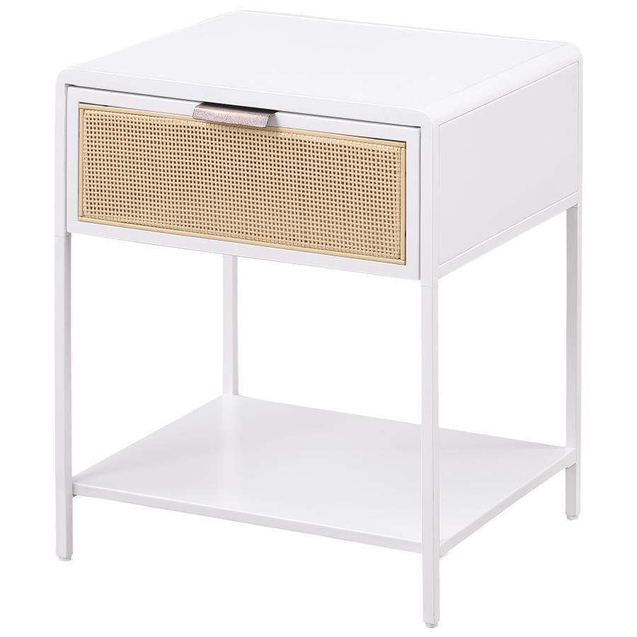 Amherst - 1 - Drawer Radio Weave Rattan Metal Side Table Side Tables by Coaster Fine Furniture - Walls Furniture & Mattress