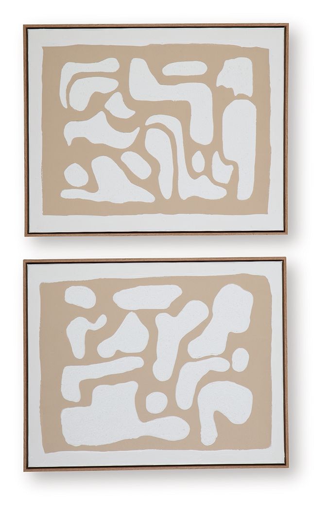 Waldett - Beige / White - Wall Art Set (Set of 2) Canvas Art Sets by Signature Design by Ashley® - Walls Furniture & Mattress