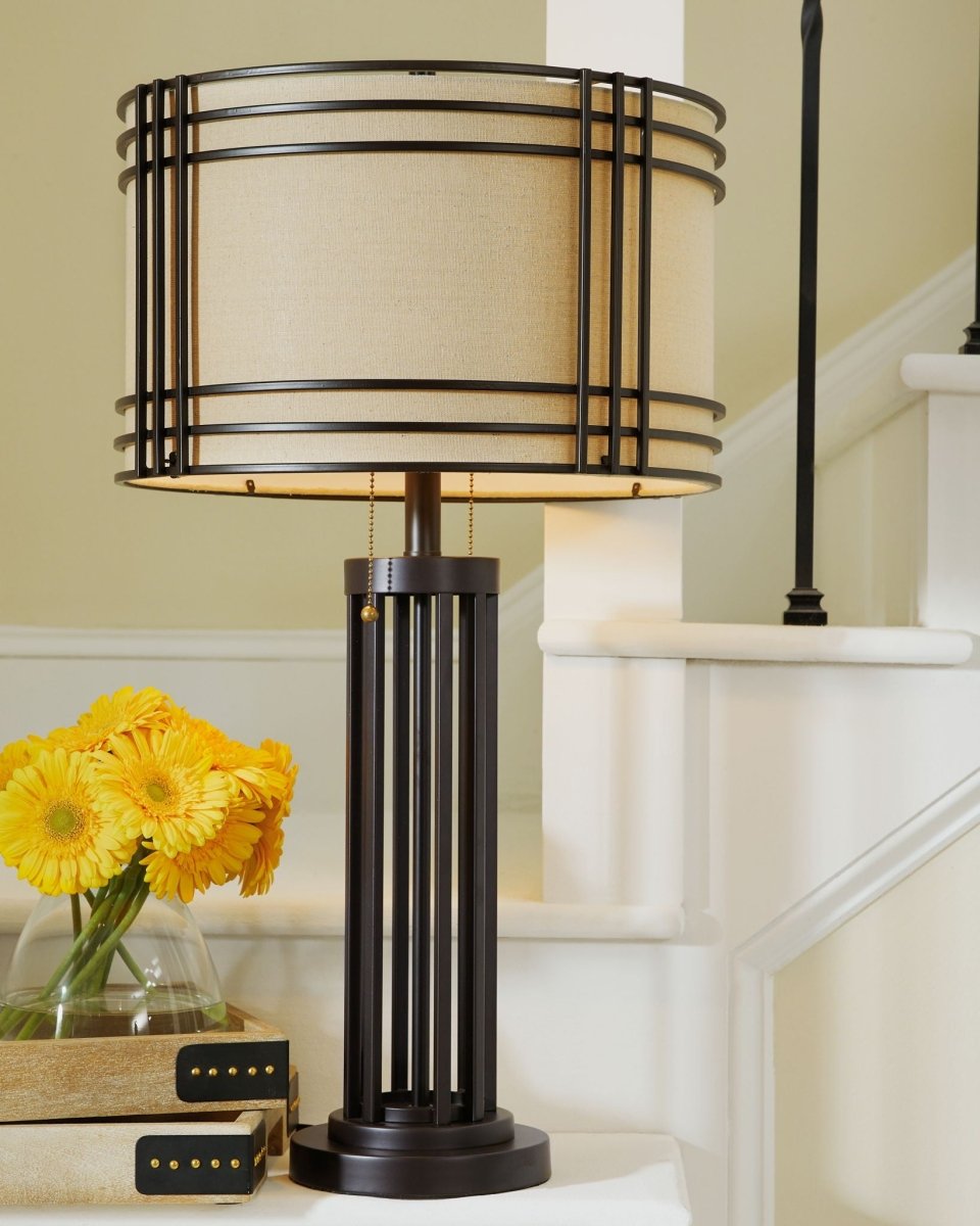 Hanswell - Metal Table Lamp - Dark Brown Table Lamps by Signature Design by Ashley® - Walls Furniture & Mattress