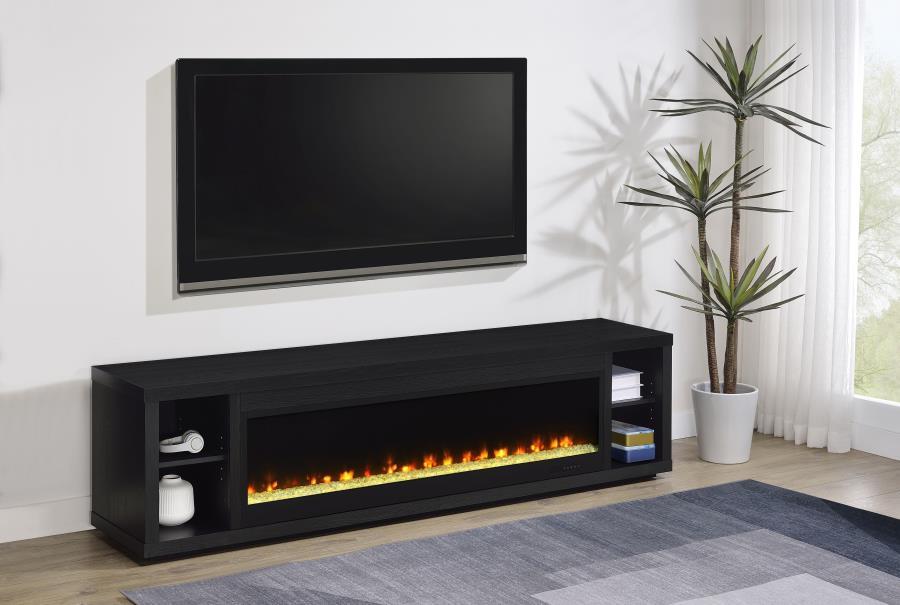 Deiter - 79" TV Stand Fireplace Media Console - Black Fireplace TV Stands by Coaster Fine Furniture - Walls Furniture & Mattress
