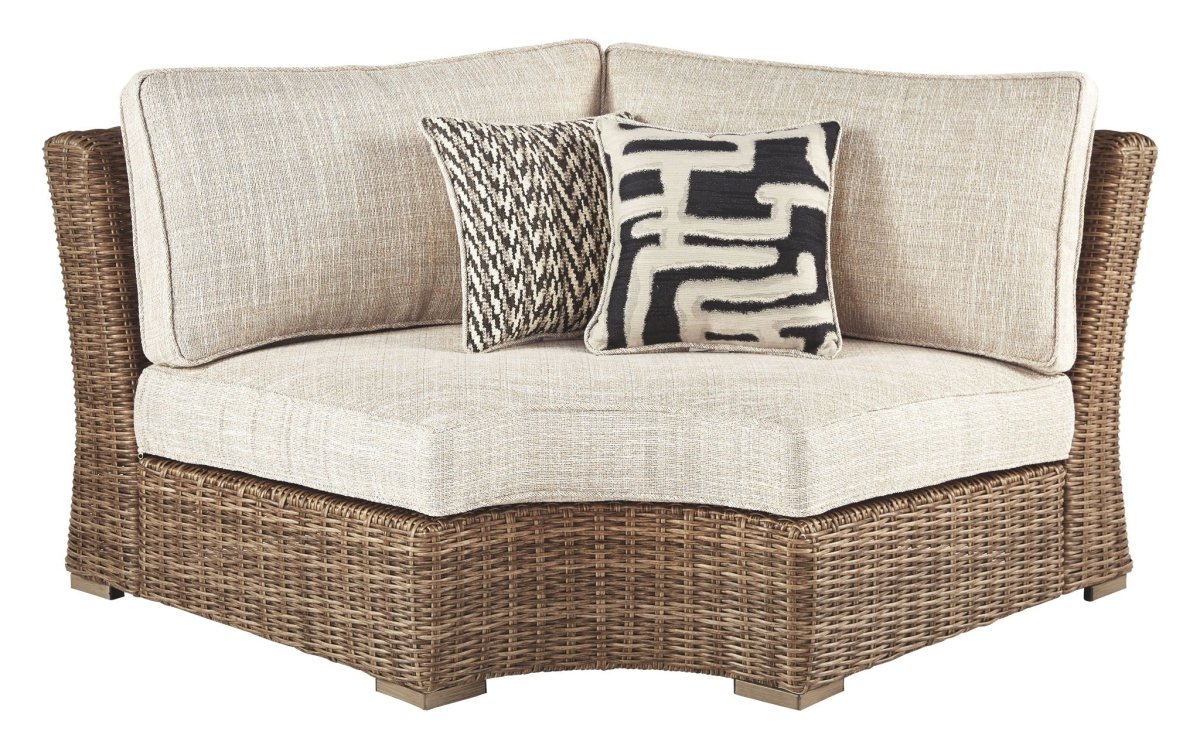 Beachcroft - Curved Corner Chair w/Cushion - Beige Armless Chairs by Signature Design by Ashley® - Walls Furniture & Mattress