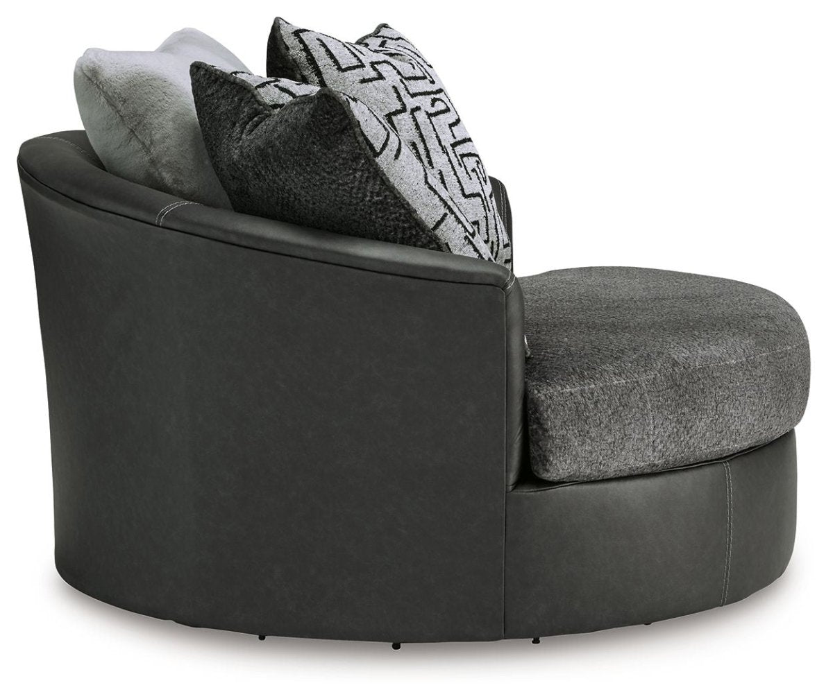 Brixley Pier - Oversized Swivel Accent Chair - Graphite Swivel Chairs by Benchcraft® - Walls Furniture & Mattress