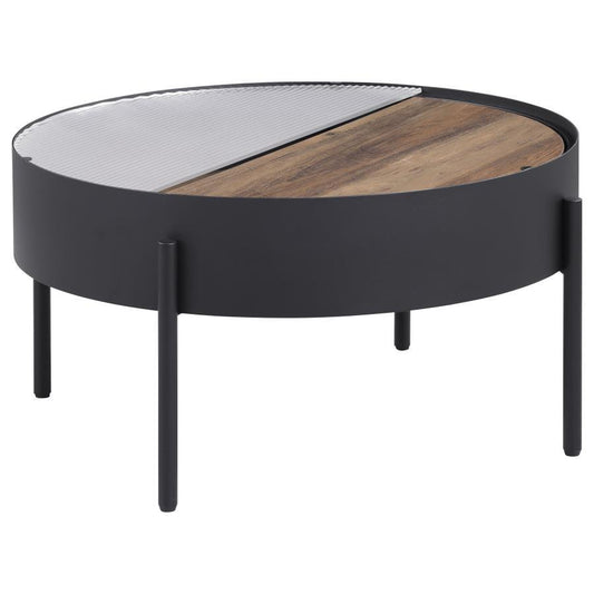 Ozella - Round Table With Hidden Storage Sandy End Tables by Coaster Fine Furniture - Walls Furniture & Mattress