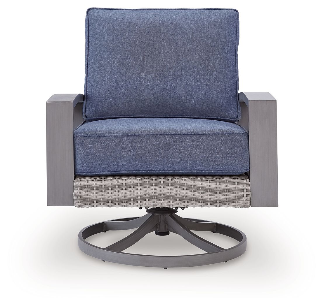 Half Moon Beach - Swivel Lounge With Cushion - Blue / Gray Swivel Chairs by Signature Design by Ashley® - Walls Furniture & Mattress