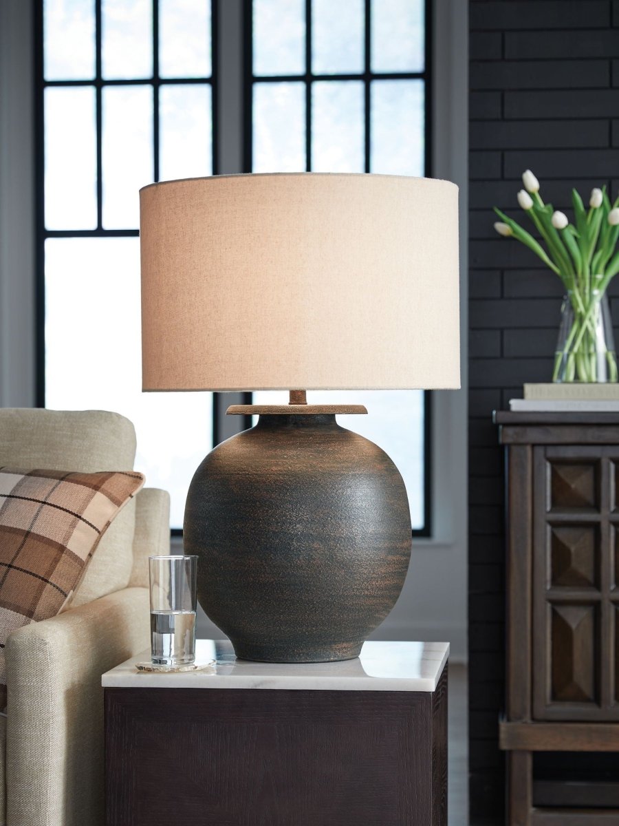 Carlenbury - Metal Table Lamp - Antique Brown Table Lamps by Signature Design by Ashley® - Walls Furniture & Mattress