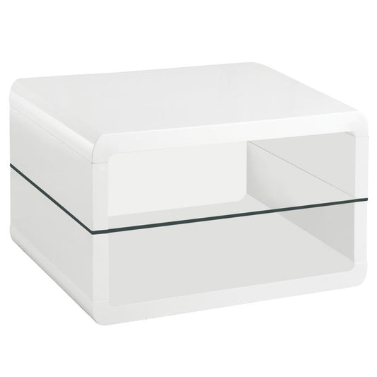 Elana - 1 - Shelf Rectangular Side End Table - White High Gloss End Tables by CoasterEssence - Walls Furniture & Mattress