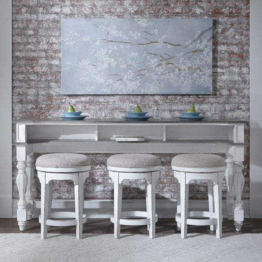 Magnolia Manor - 4 Piece Console Set (1 Console 3 Stools) - White 4 Piece Dining Room Sets by Liberty Furniture - Walls Furniture & Mattress