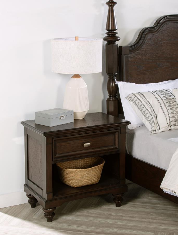Andover - 1 - Drawer Nightstand Bedside Table - Dark Oak Accent Nightstands by Coaster Fine Furniture - Walls Furniture & Mattress
