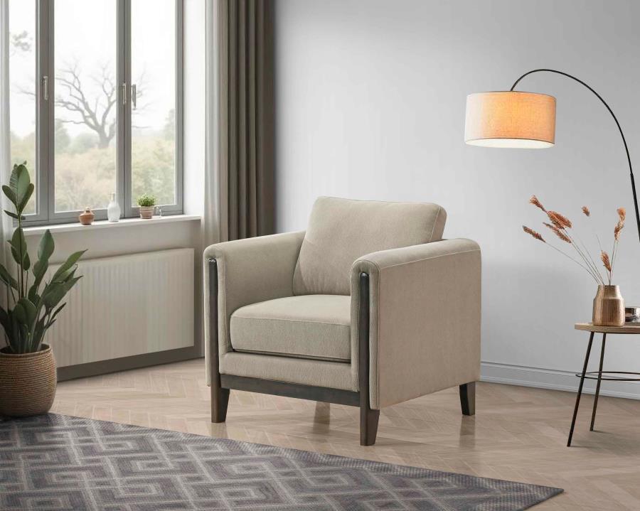 Islington - Fabric Upholstered Panel Arm Accent Chair - Taupe Arm Chairs by Coaster Fine Furniture - Walls Furniture & Mattress