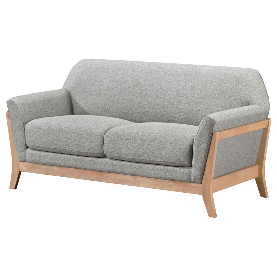 Vaughn - Fabric Upholstered Flared Arm Loveseat - Gray Stationary Loveseats by Coaster Fine Furniture - Walls Furniture & Mattress