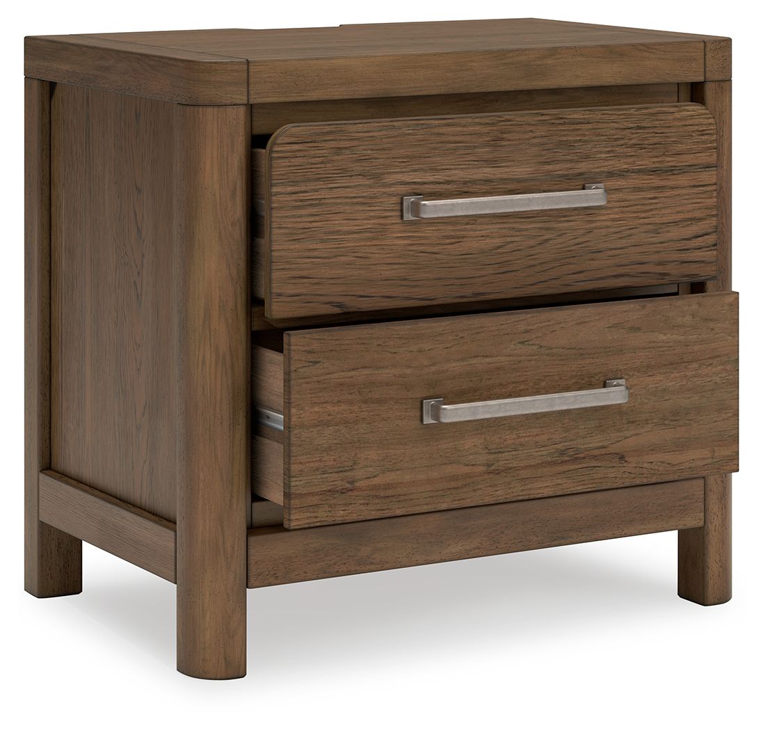 Cabalynn - Two Drawer Night Stand - Light Brown Nightstands w/ Charging Stations by Signature Design by Ashley® - Walls Furniture & Mattress