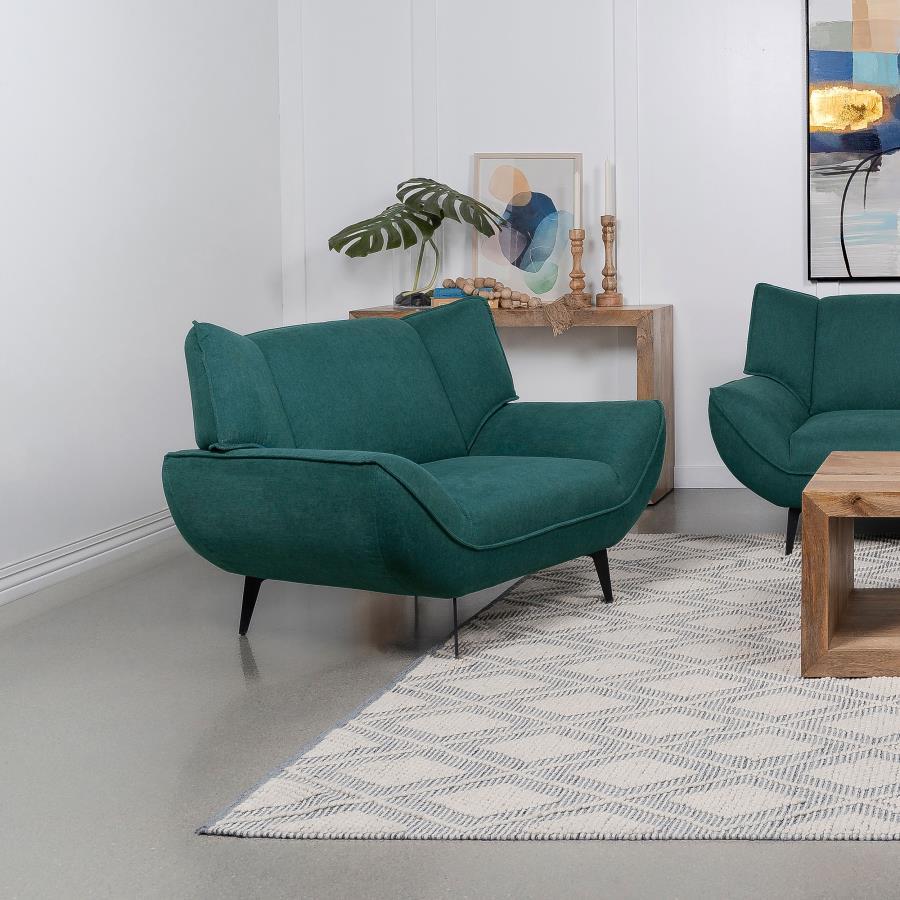 Acton - Upholstered Flared Arm Accent Chair - Teal Blue Arm Chairs by Coaster Fine Furniture - Walls Furniture & Mattress
