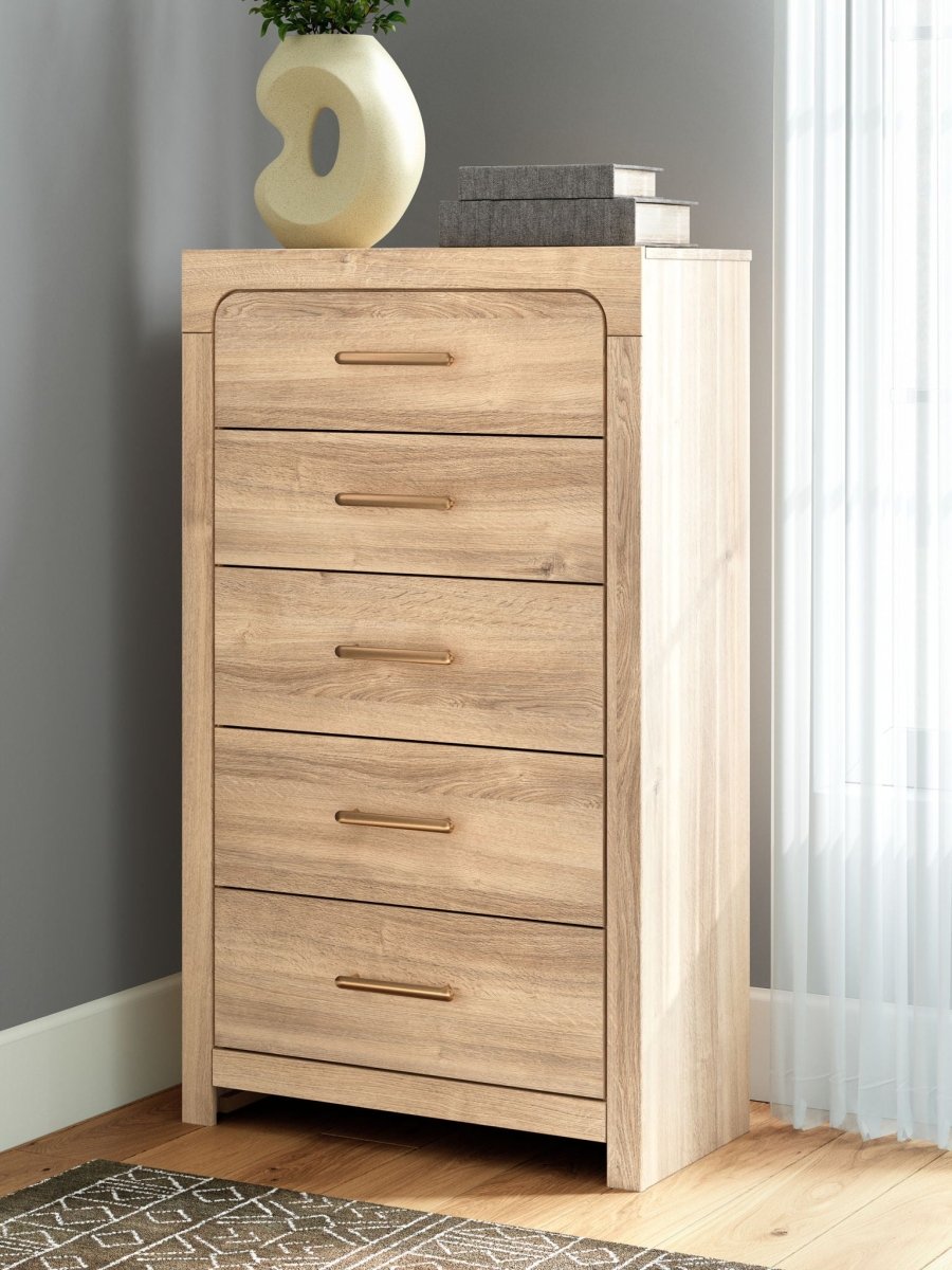 Kinlanni - Five Drawer Chest - Tan Accent Chests by Signature Design by Ashley® - Walls Furniture & Mattress