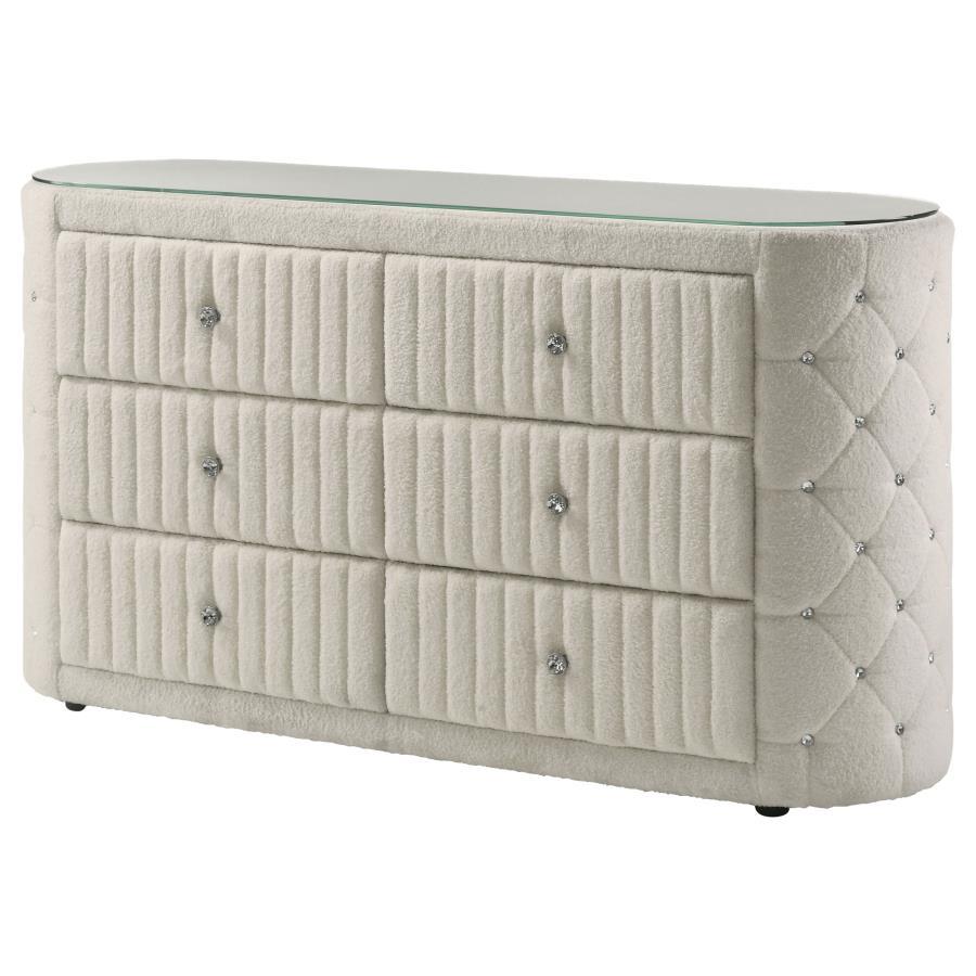 Sonya - 6 - Drawer Upholstered Bedroom Dresser Dressers by Coaster Fine Furniture - Walls Furniture & Mattress
