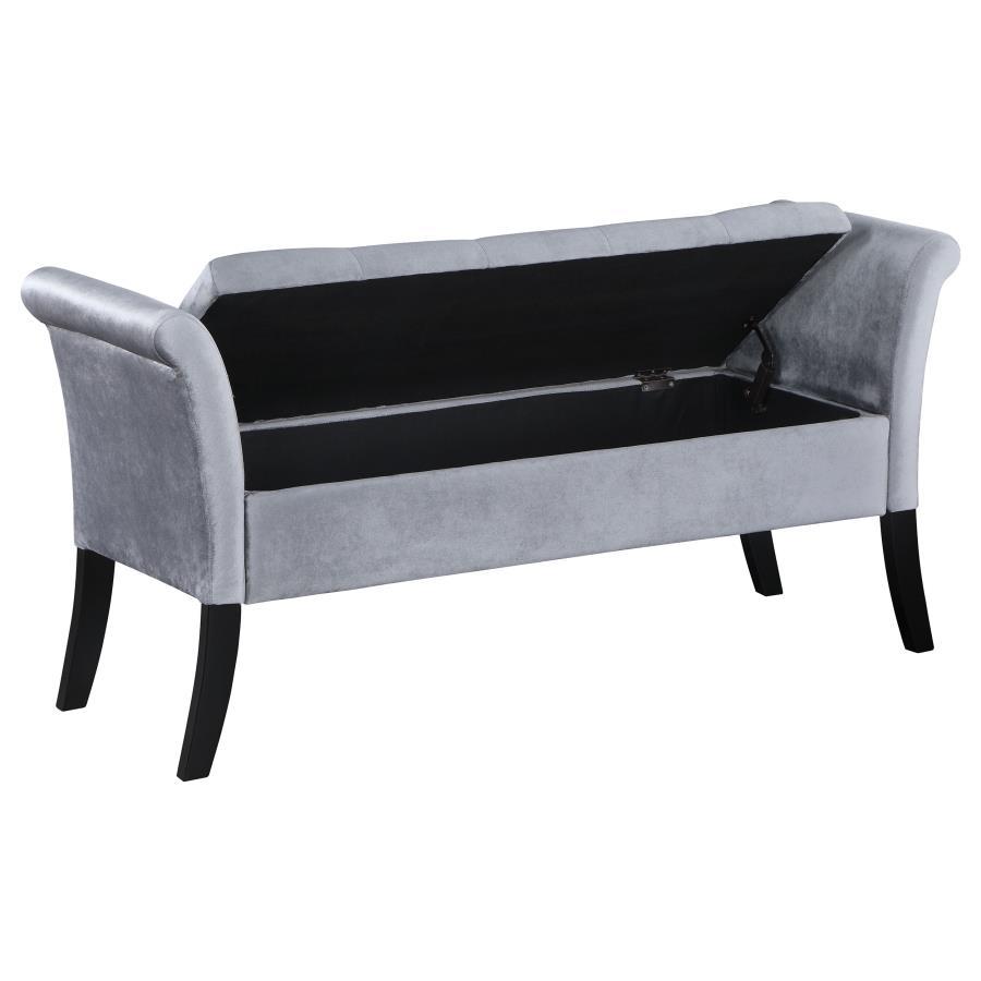 Farrah - Velvet Upholstered Rolled Arm Storage Bench Storage Benches by Coaster Fine Furniture - Walls Furniture & Mattress
