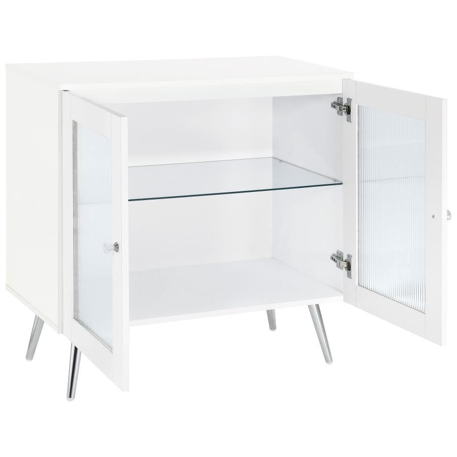 Nieta - 2 Door Engineered Wood Accent Cabinet - White High Gloss Accent Cabinets by Coaster Fine Furniture - Walls Furniture & Mattress