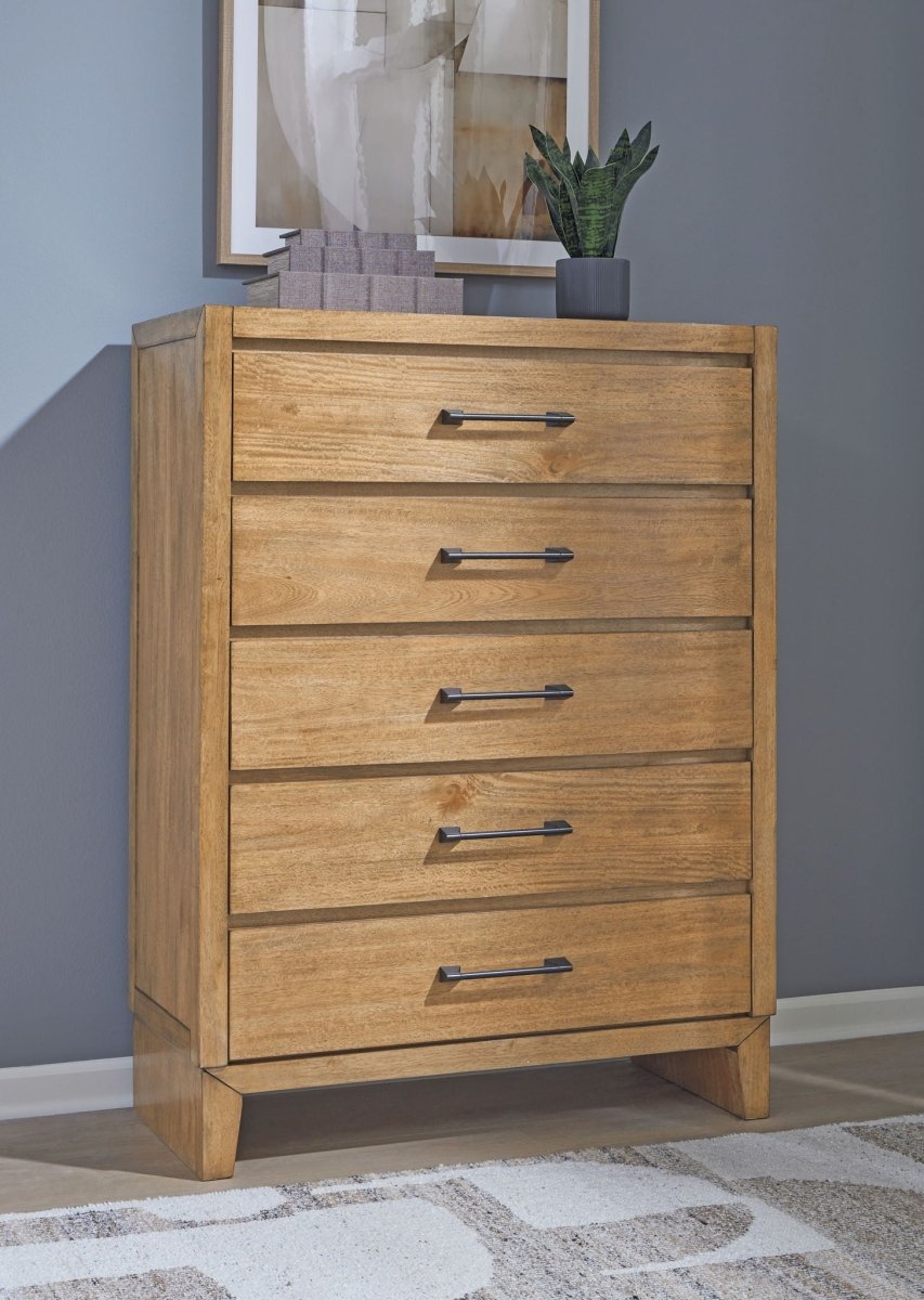 Sherbana - Five Drawer Chest - Light Brown Accent Chests by Signature Design by Ashley® - Walls Furniture & Mattress