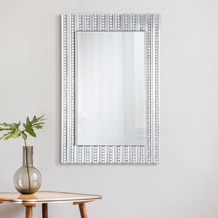 Aideen - Acrylic Crystal Wall Mirror - Silver Wall Mirrors by CoasterElevations - Walls Furniture & Mattress
