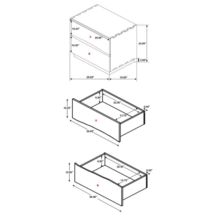 Winslow - 2 - Drawer Nightstand - Smokey Walnut Accent Nightstands by CoasterElevations - Walls Furniture & Mattress
