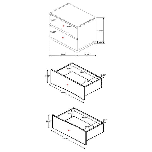 Winslow - 2 - Drawer Nightstand - Smokey Walnut Accent Nightstands by CoasterElevations - Walls Furniture & Mattress