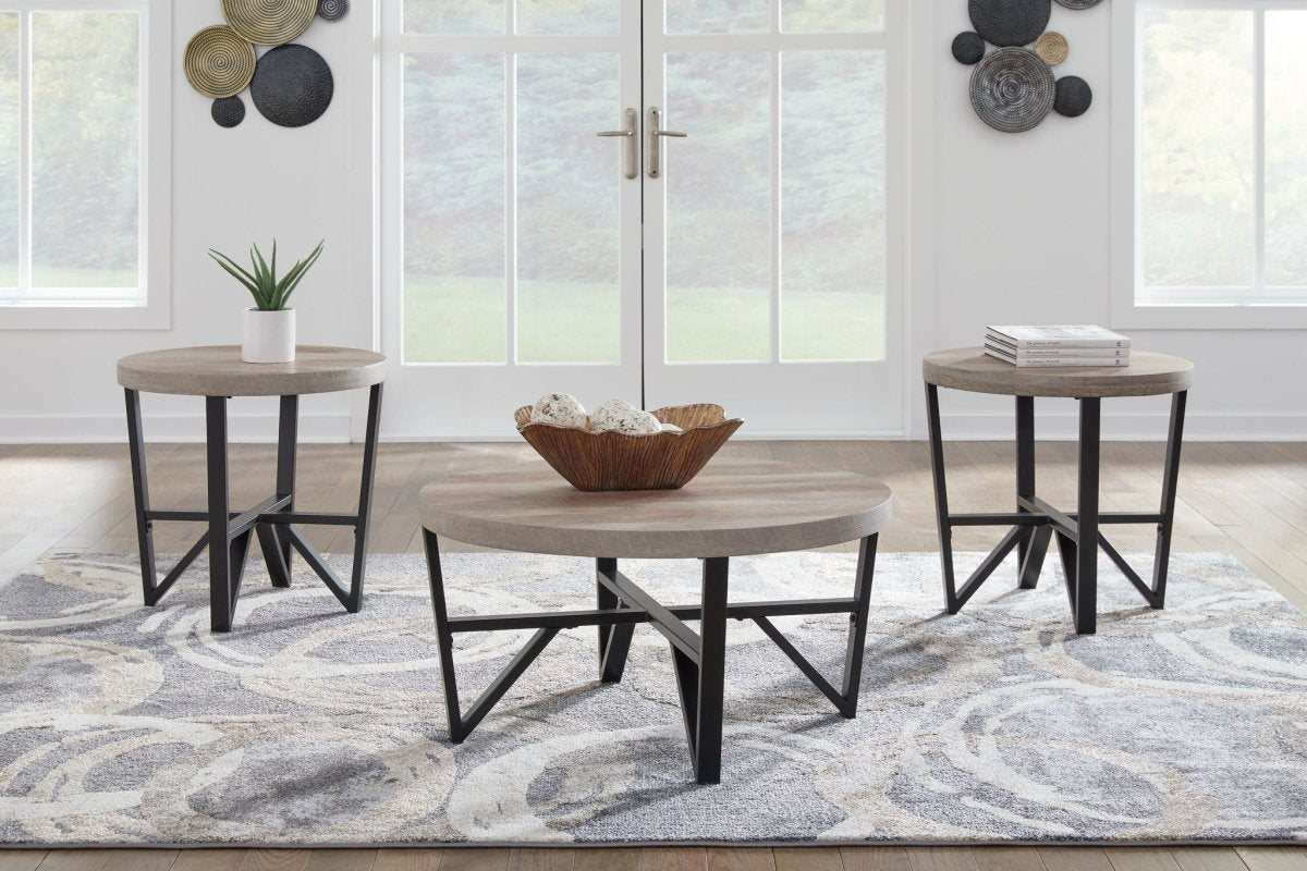 Deanlee - Occasional Table Set (Set of 3) - Grayish Brown / Black Table Sets by Signature Design by Ashley® - Walls Furniture & Mattress