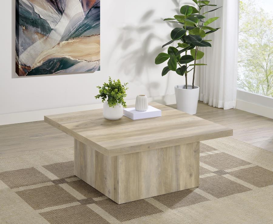 Devar - Square Engineered Wood Coffee Table - Distressed Pine Coffee Tables by Coaster Fine Furniture - Walls Furniture & Mattress