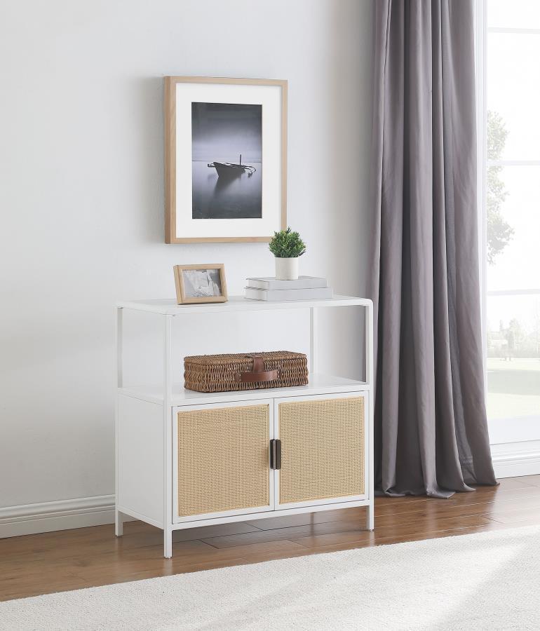Amherst - 2 - Door Radio Weave Cane Metal Accent Cabinet Accent Cabinets by Coaster Fine Furniture - Walls Furniture & Mattress