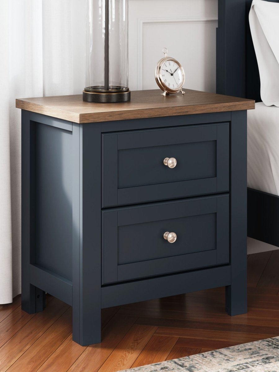 Landocken - Two Drawer Night Stand - Brown / Blue Accent Nightstands by Signature Design by Ashley® - Walls Furniture & Mattress